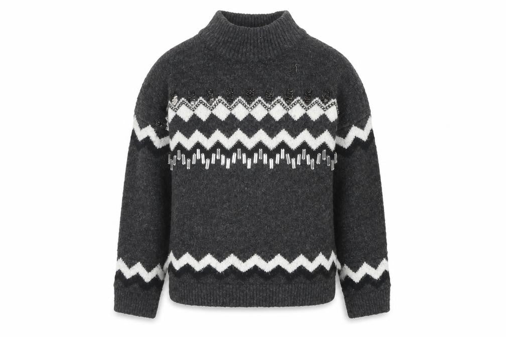 Front view of Marks & Spencer girls’ black high neck jumper, 9-10 years