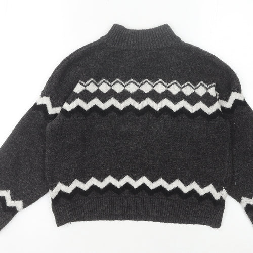Marks and Spencer Girls Black High Neck Pullover Jumper, 9-10 Years