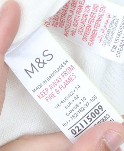Marks and Spencer Women's White Polka Dot Jumper Size 14
