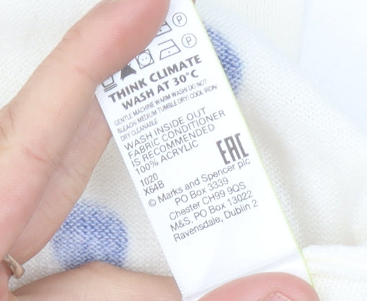 Marks and Spencer Women's White Polka Dot Jumper Size 14