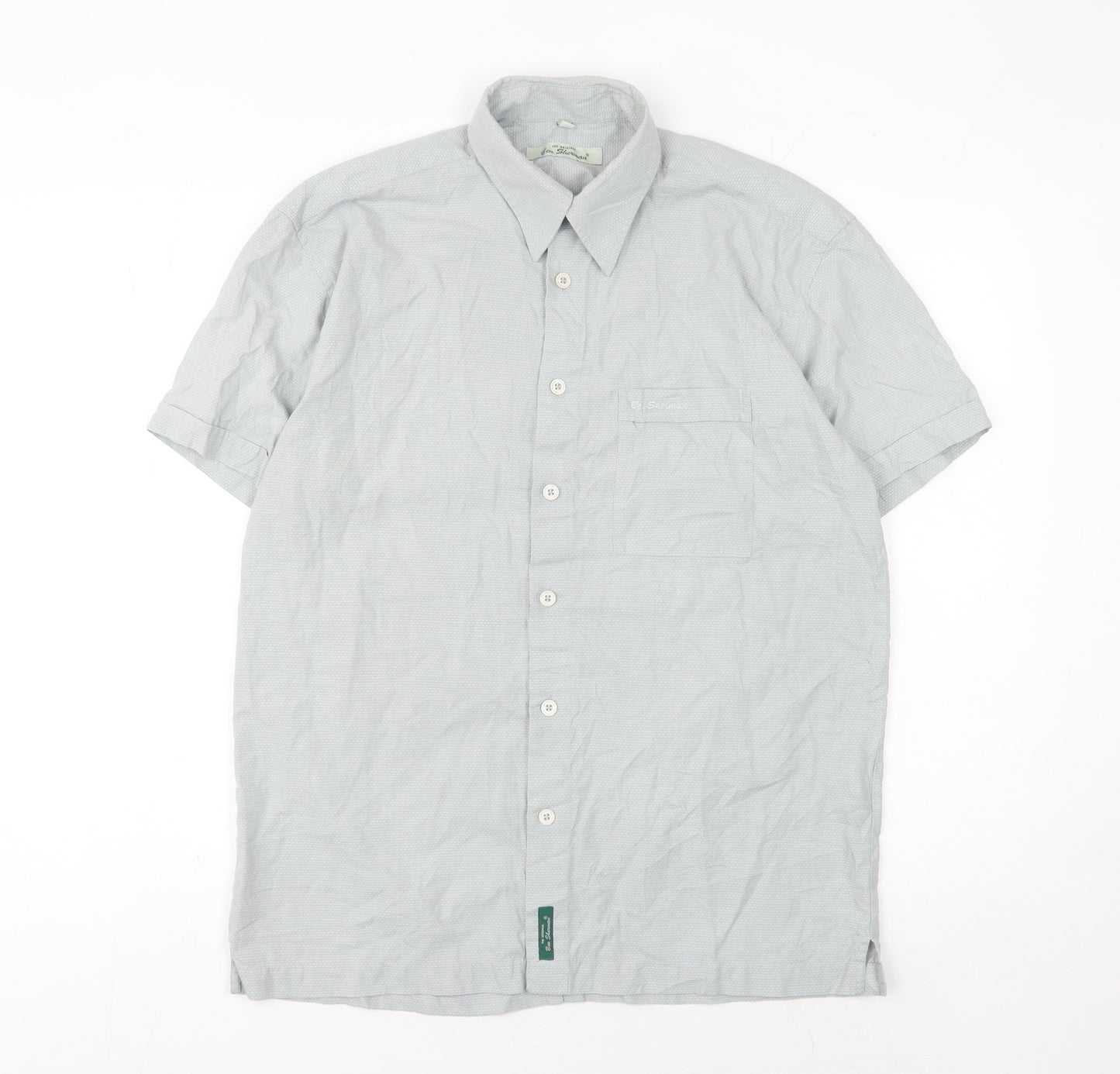 Ben Sherman Men's Grey Button-Up Shirt, Medium, Short Sleeve