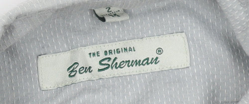 Ben Sherman Men's Grey Button-Up Shirt, Medium, Short Sleeve