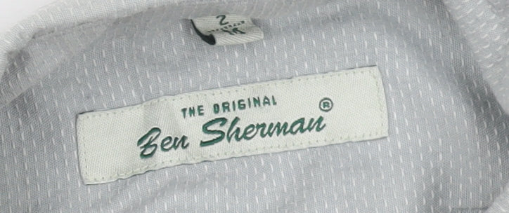 Ben Sherman Men's Grey Button-Up Shirt, Medium, Short Sleeve