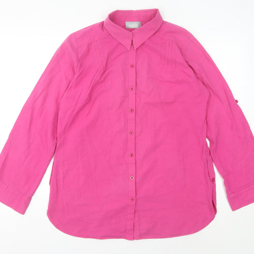Wallis Women's Pink Cotton Button-Up Shirt Size 14