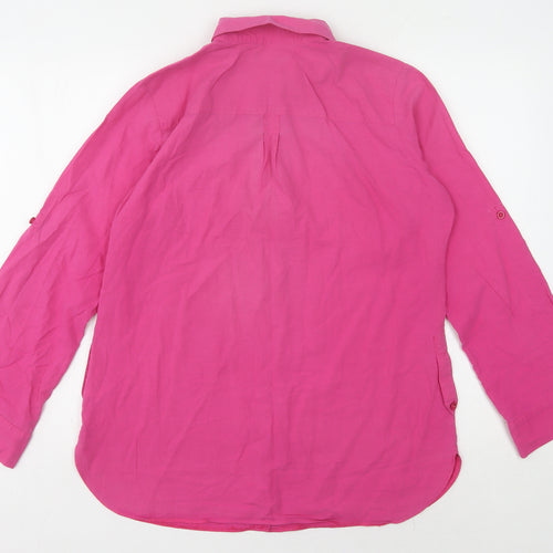 Wallis Women's Pink Cotton Button-Up Shirt Size 14