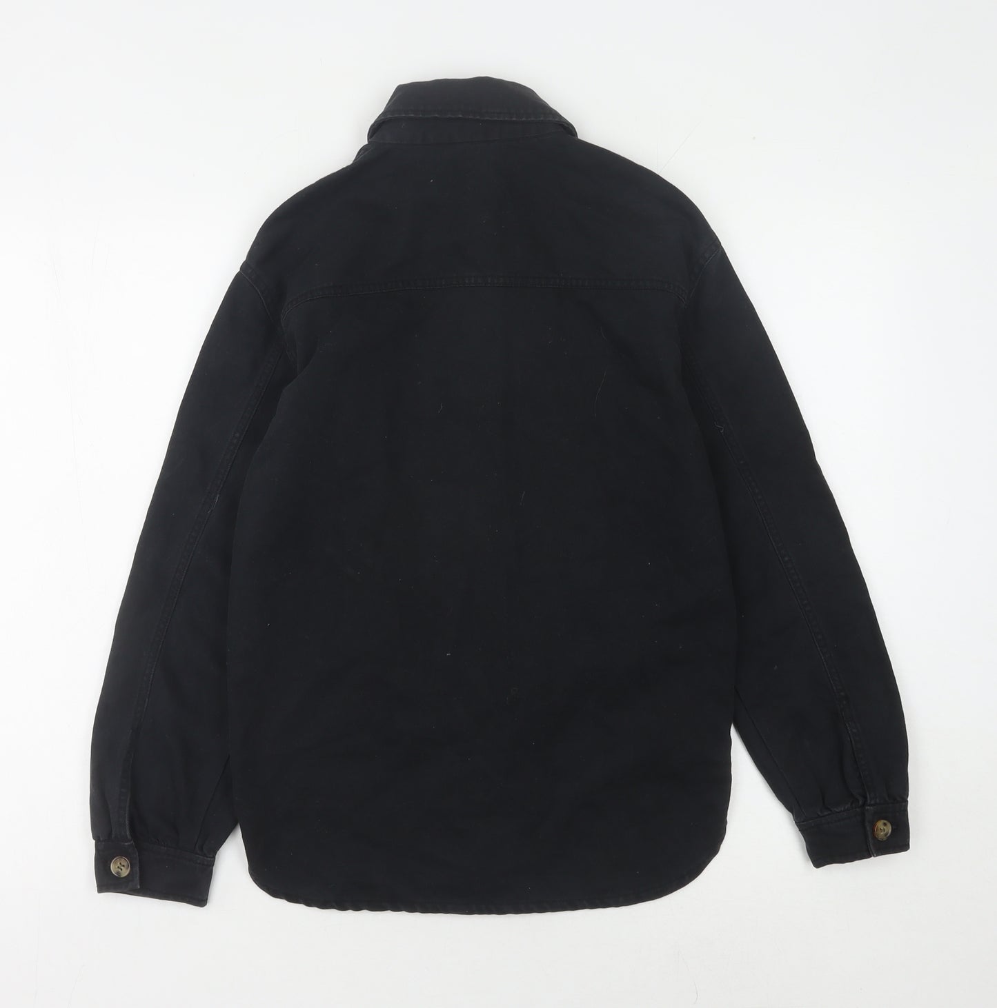 H&M Girls Black Button-Up Long Sleeve Shirt Size 10
