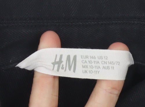 H&M Girls Black Button-Up Long Sleeve Shirt Size 10