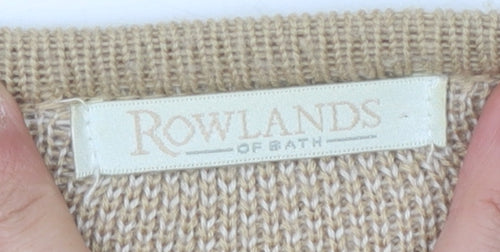 Rowlands of Bath Women's Beige Check Open Front Cardigan M