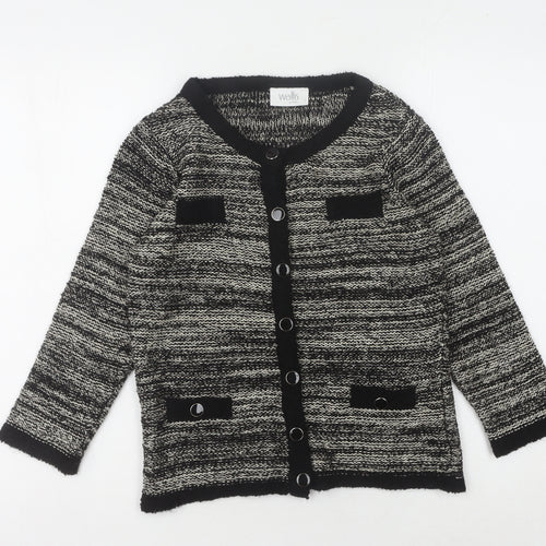Wallis Women's Black Cardigan, Small Petite, Button Accent