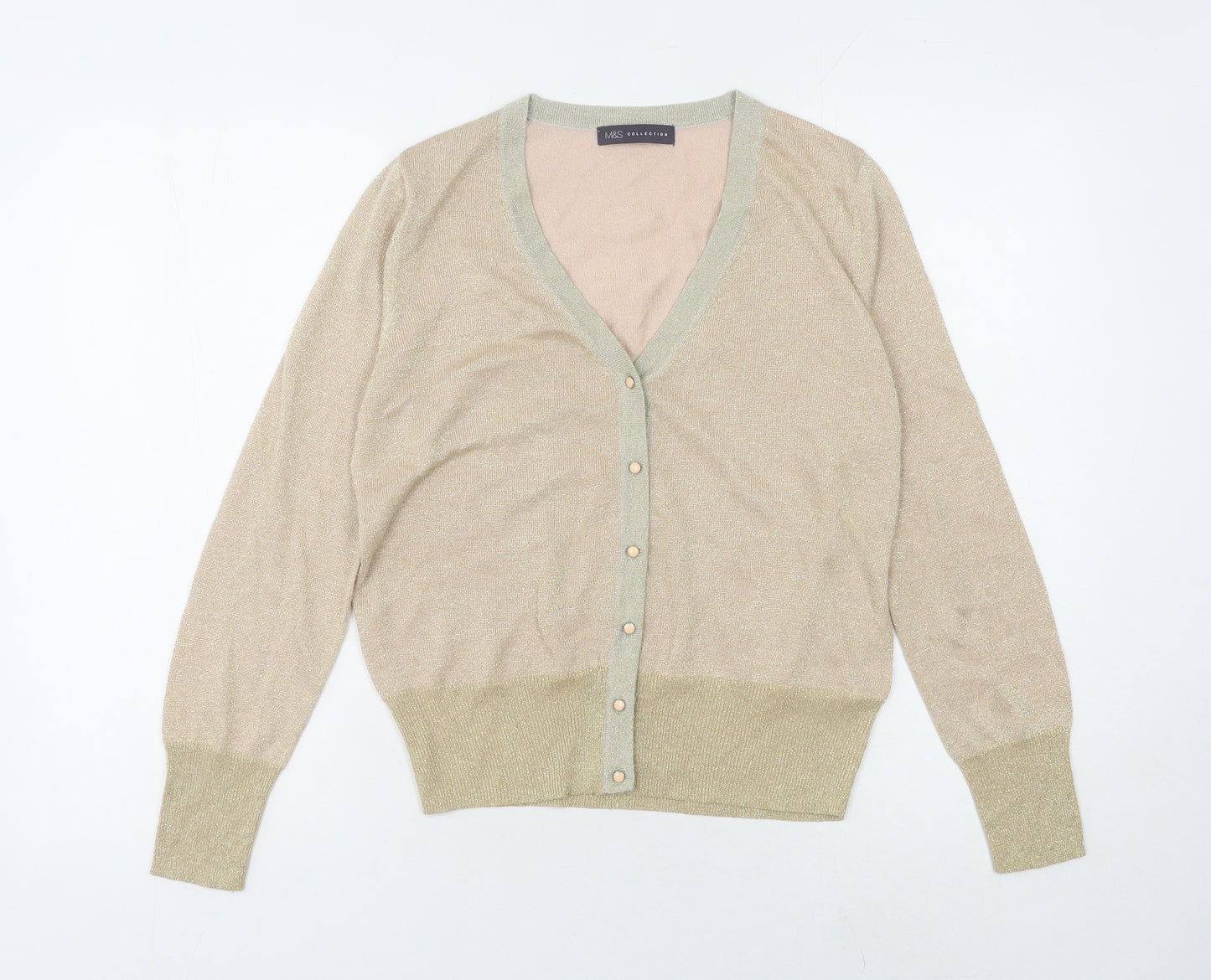 Marks and Spencer Women's Beige V-Neck Cardigan Medium