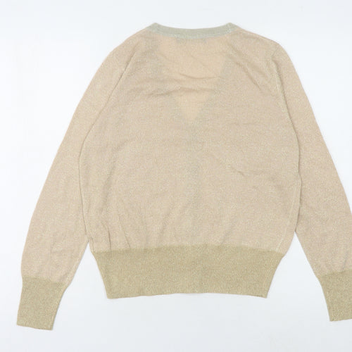Marks and Spencer Women's Beige V-Neck Cardigan Medium