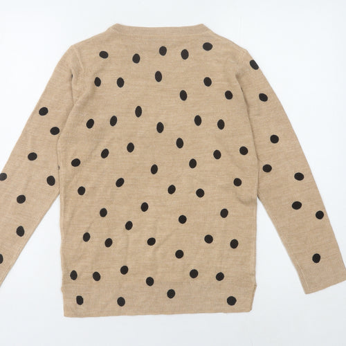Marks and Spencer Women's Beige Polka Dot Jumper Size 6