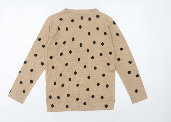 Marks and Spencer Women's Beige Polka Dot Jumper Size 6
