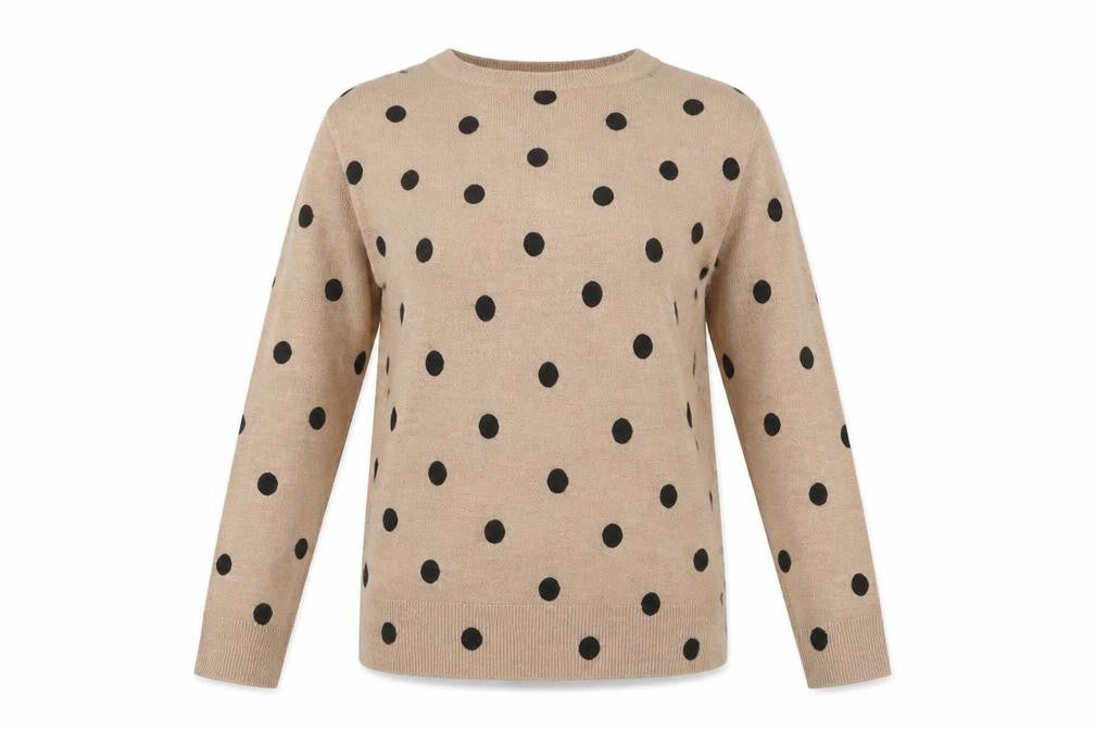 Front view of Marks & Spencer Women's Beige Polka Dot Jumper, size 6