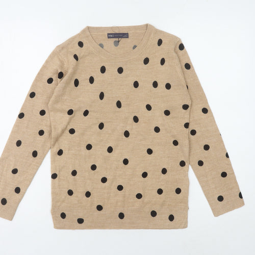 Marks and Spencer Women's Beige Polka Dot Jumper Size 6