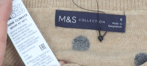 Marks and Spencer Women's Beige Polka Dot Jumper Size 6