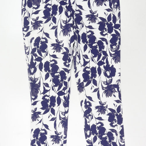 Laura Ashley Women's White Floral Trousers Size 12