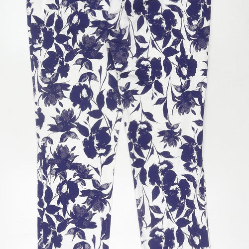 Laura Ashley Women's White Floral Trousers Size 12