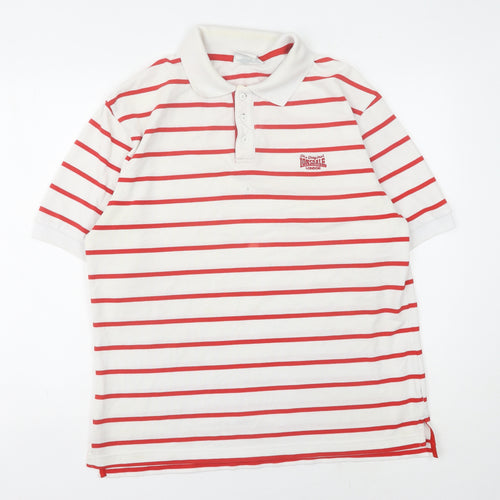 Lonsdale Men's Red Striped Polo Shirt - Size L
