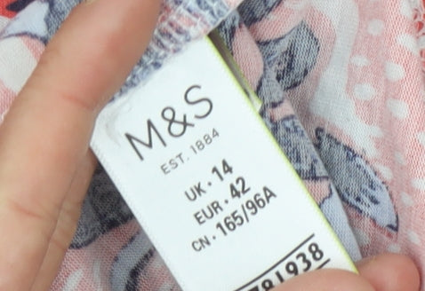 Marks and Spencer Women's Floral T-Shirt, Red, Size 14