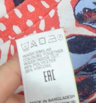 Marks and Spencer Women's Floral T-Shirt, Red, Size 14