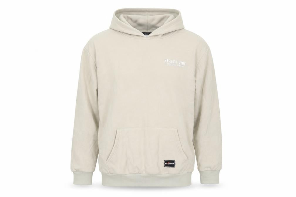 Front view of Axwear Beige Pullover Hoodie Men's 2XL with Logo
