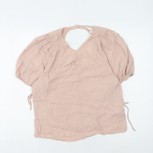 H&M Women's Beige Puff Sleeve Blouse M Viscose