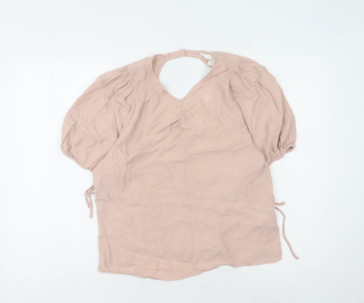 H&M Women's Beige Puff Sleeve Blouse M Viscose