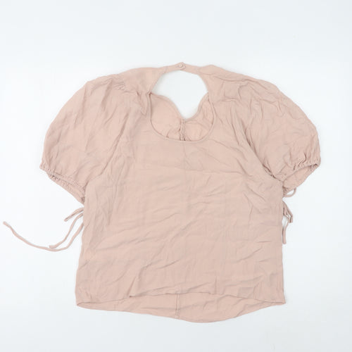 H&M Women's Beige Puff Sleeve Blouse M Viscose