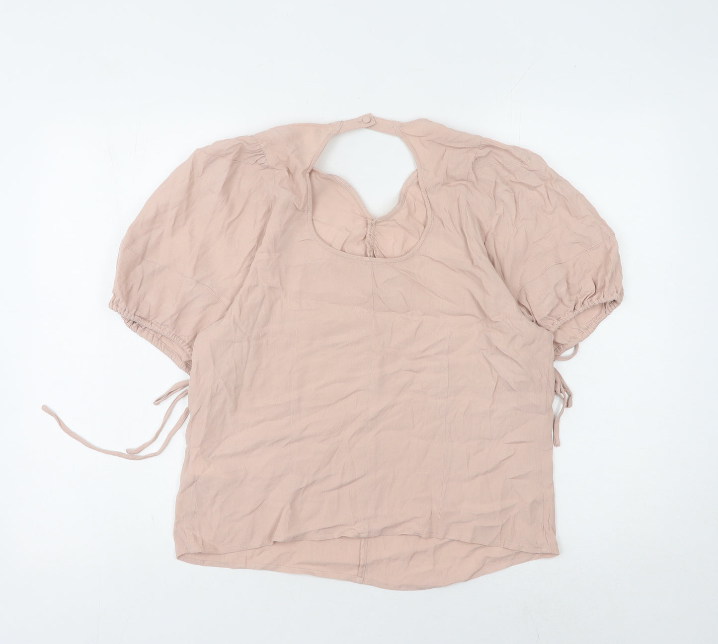 H&M Women's Beige Puff Sleeve Blouse M Viscose