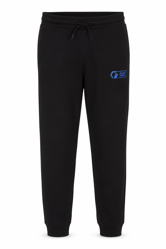 Front view of Jack & Jones boys’ black jogger trousers 11-12 years