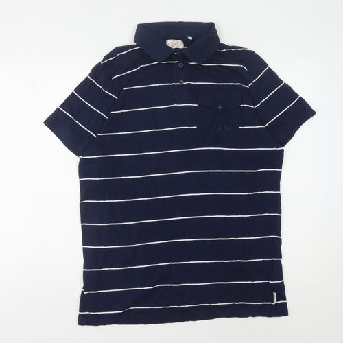 Lee Cooper Men's XL Blue Striped Polo Shirt