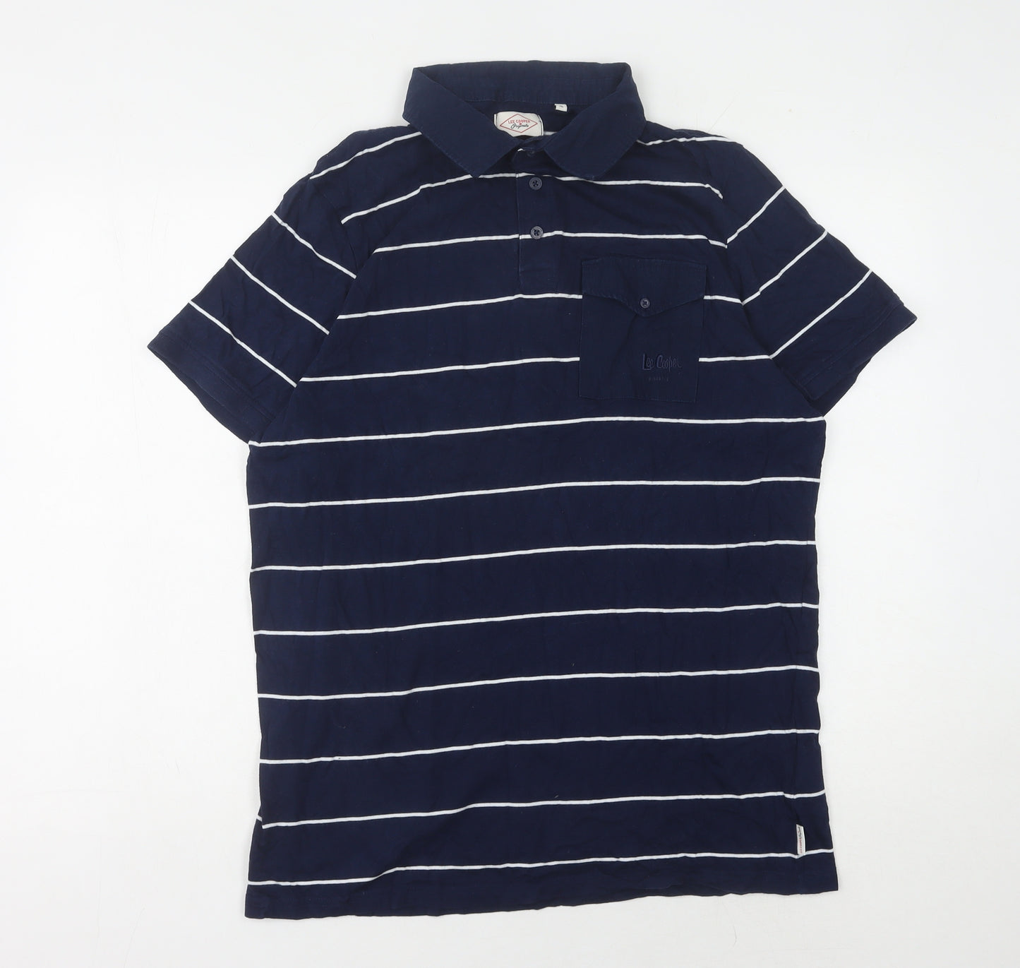 Lee Cooper Men's XL Blue Striped Polo Shirt