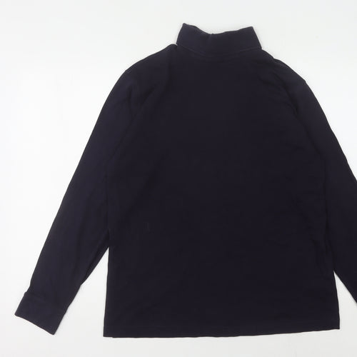 Lands' End Unisex Black Mock Neck T-Shirt - M