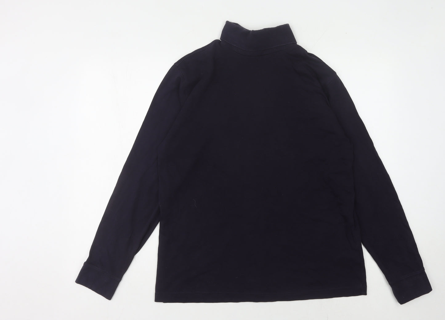 Lands' End Unisex Black Mock Neck T-Shirt - M