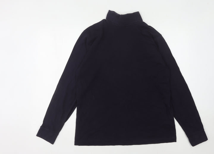 Lands' End Unisex Black Mock Neck T-Shirt - M