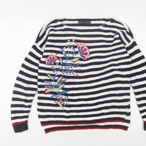 Marks and Spencer Women’s Embroidered Striped Jumper, Medium