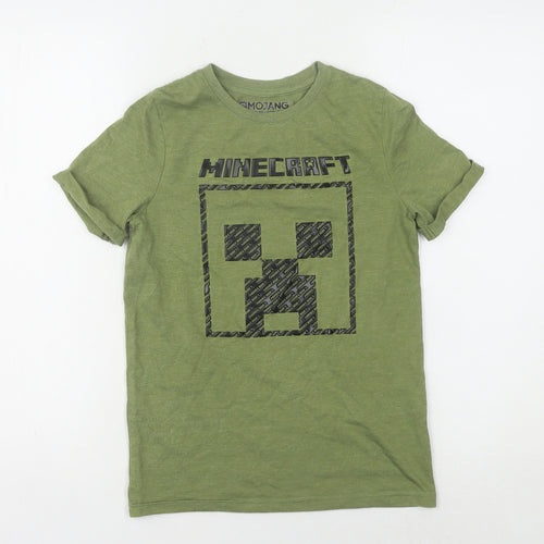 Jinx Boys Green Minecraft T-Shirt 9-10 Years Regular Fit