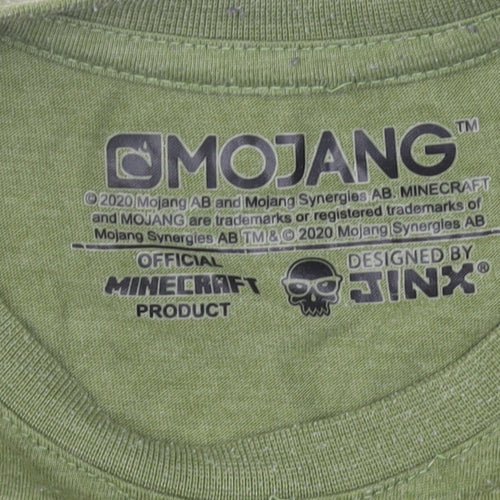 Jinx Boys Green Minecraft T-Shirt 9-10 Years Regular Fit