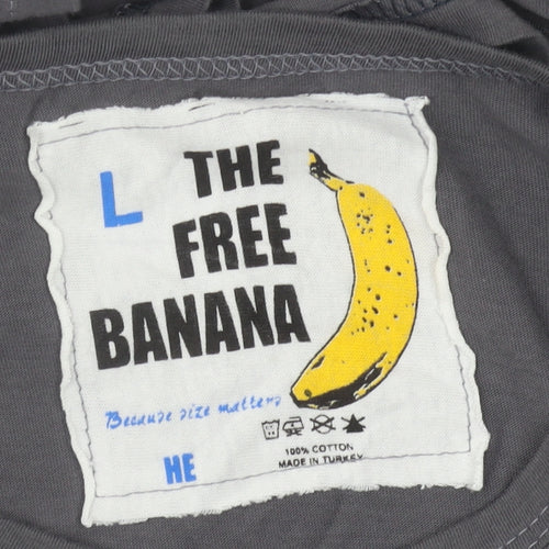 The Free Banana Men's Grey Graphic Print T-Shirt L