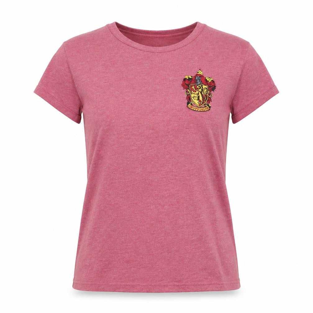 Front view of Harry Potter Women's Pink Gryffindor T-Shirt, size 4