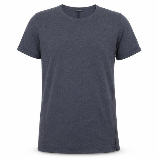 Front view of Jack & Jones Men's Blue XL Zipped Round Neck T-Shirt