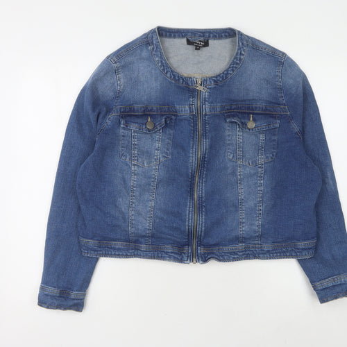 V by Very Women's Blue Denim Cropped Zip Jacket Size 26