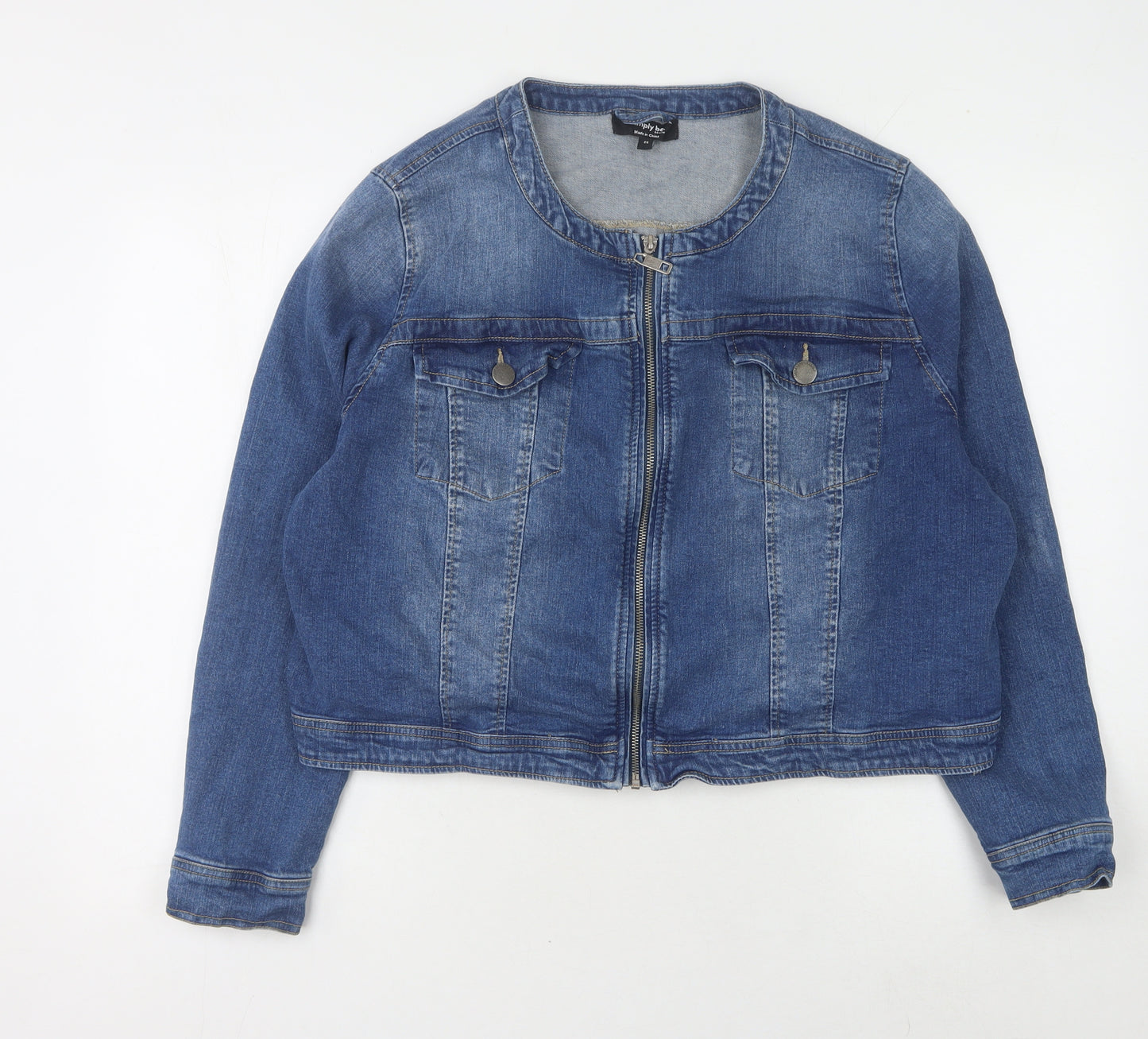 V by Very Women's Blue Denim Cropped Zip Jacket Size 26