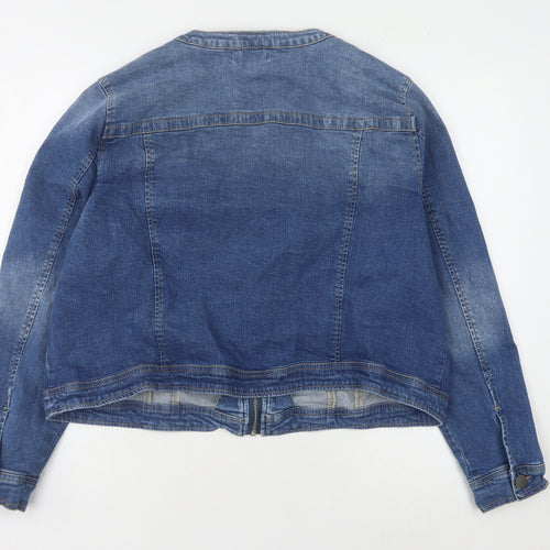 V by Very Women's Blue Denim Cropped Zip Jacket Size 26