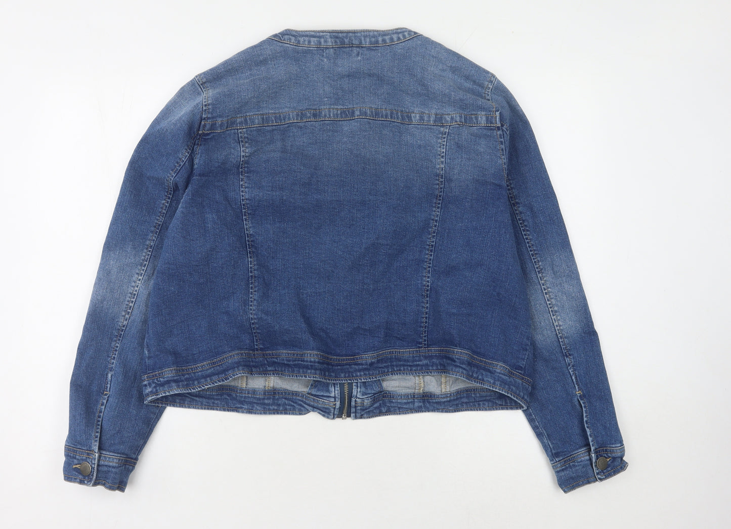 V by Very Women's Blue Denim Cropped Zip Jacket Size 26
