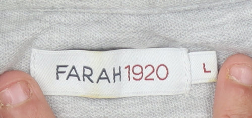 Farah 1920 Men's Grey Long Sleeve Crew Neck T-Shirt Size L