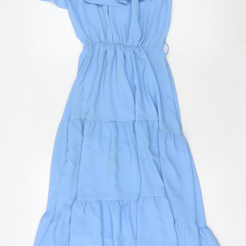Quiz Women's Blue Off Shoulder Midi Dress Size 10