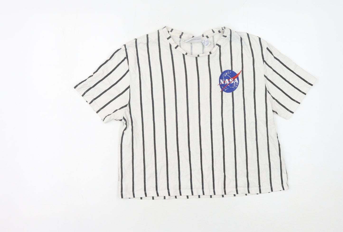 NASA Unisex Space T-Shirt White S Striped Cotton