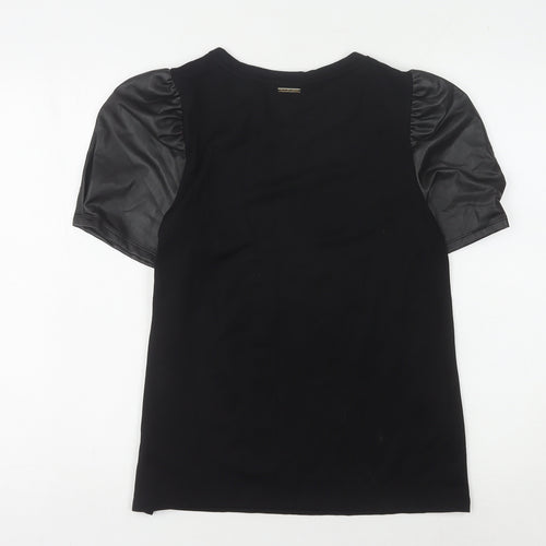 Nine West Women's Black Puff Sleeve Top, M, Casual Elegance